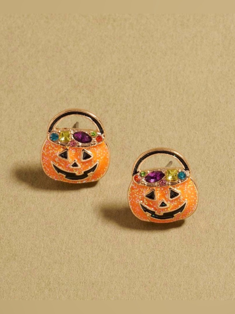 Halloween Jack-o'-Lantern Pumpkin Earrings - Orange
